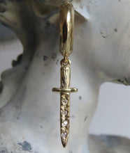 Load image into Gallery viewer, 14K Gold Diamond Dagger Earrings