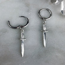 Load image into Gallery viewer, 14k White Gold Baby Dagger Earrings