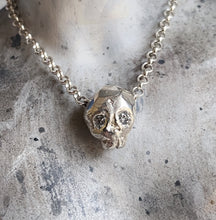 Load image into Gallery viewer, Salt &amp; Pepper Diamond Baby Skull Necklace