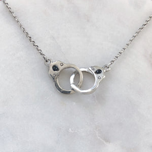 Sterling Silver Black Diamond Handcuff Necklace