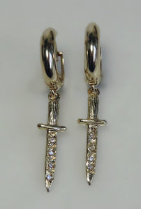 14K Gold Diamond Dagger Earrings