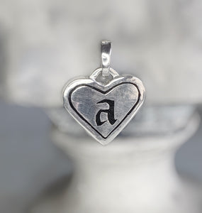 Old English Initial Heart Pendant