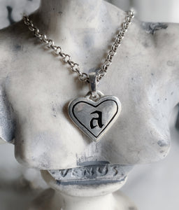 Old English Initial Heart Necklace