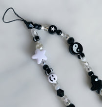 Load image into Gallery viewer, Black &amp; White Beaded Phone Charm