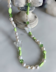 Lime Green Butterfly Necklace