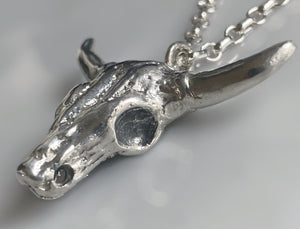 Bull Skull Necklace Sterling Silver