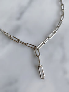 Sterling Silver Lariat Paperclip Chain