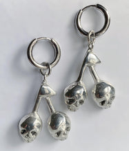 Load image into Gallery viewer, cherry skull earrings