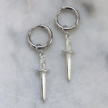 Load image into Gallery viewer, 14k White Gold Baby Dagger Earrings