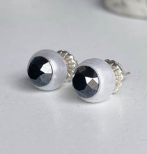 Load image into Gallery viewer, White Pearl &amp; Black Diamond Studs