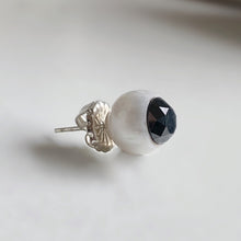 Load image into Gallery viewer, White Pearl &amp; Black Diamond Studs