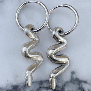 Serpentine Dangle Hoop Earrings