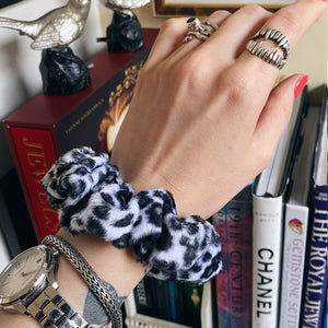 White Leopard Scrunchie